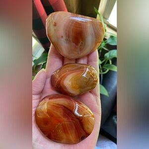 3 Carnelain Crystal Palm Stones-witches altar goth home decor